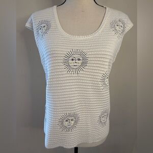 Pepaloves cap sleeve sunshine white knit sweater SZ XS